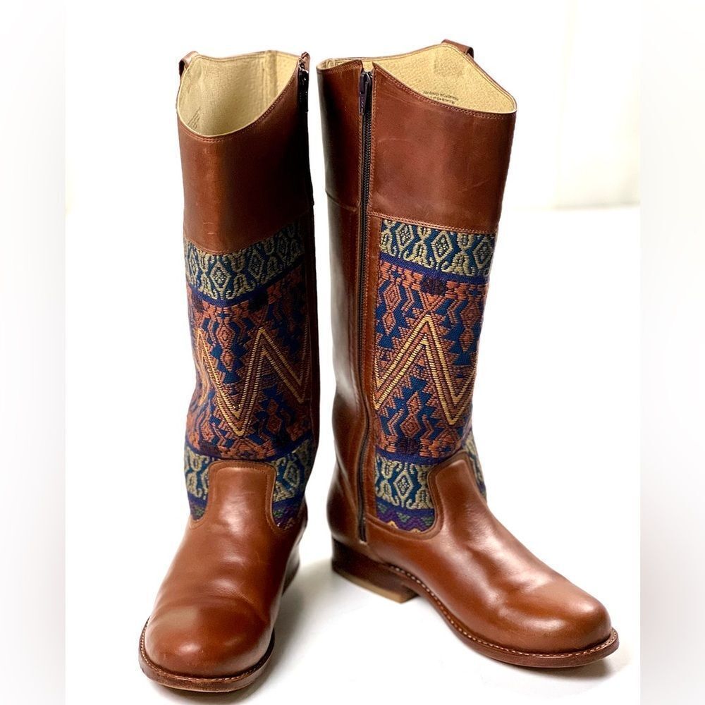 Teysha Leather Riding Boots/Aztec Textile - Picture 4 of 16